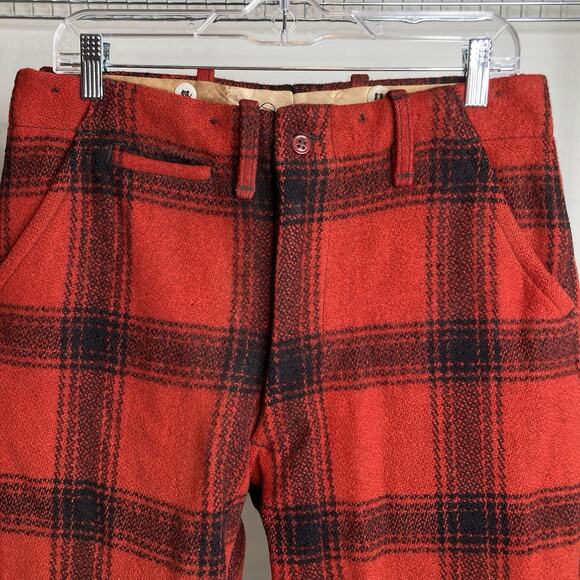 Vintage 50’s Sears JC Higgins Men’s Red Plaid Wool Hunting Knickers Est. Size 33 - Picture 5 of 11